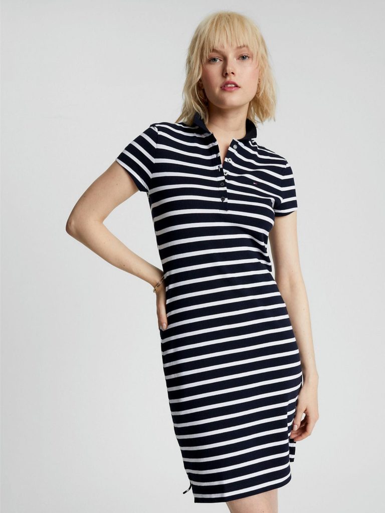 SLIM FIT STRIPE POLO DRESS