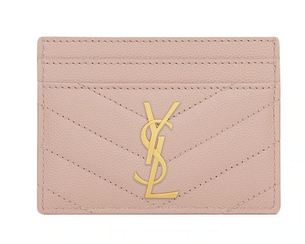 yves saint laurent nude/gold padded leather card case
