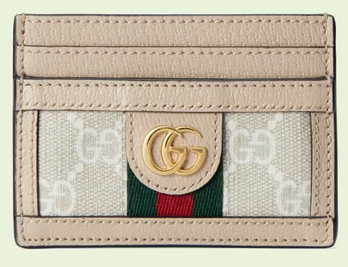 gucci gg monogram web marmont card case - white/beige