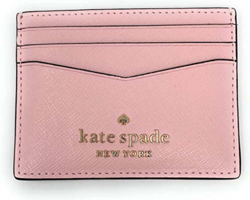 light pink kate spade saffiano leather card case