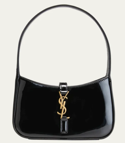 tiny yves saint lauren patent leather hobo bag with gold ysl