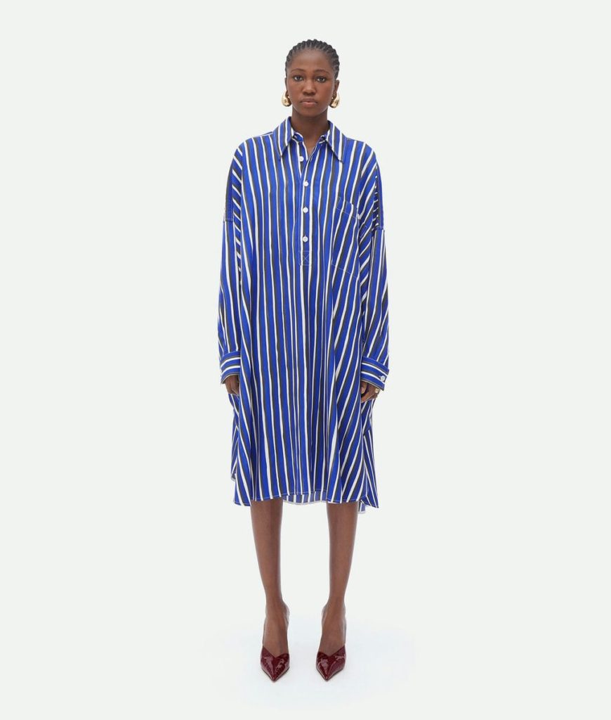 Stripe Print Viscose And Silk Dress
