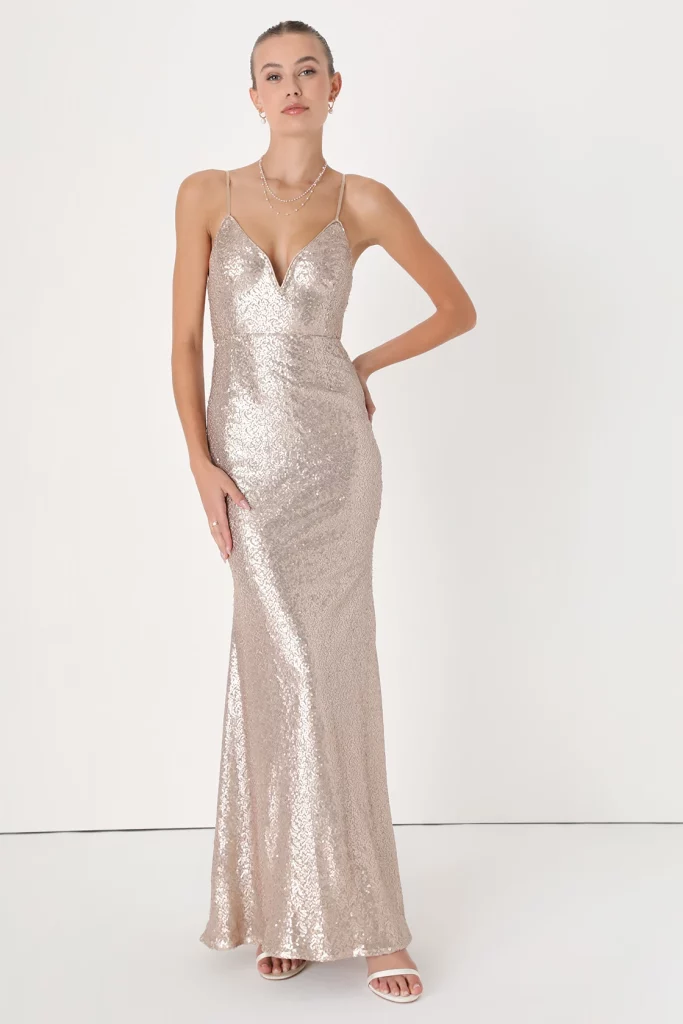 Rose gold dress from Lulus