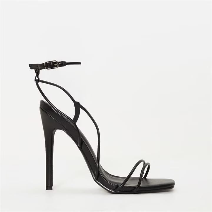 Asymmetric Strap Heeled Sandals