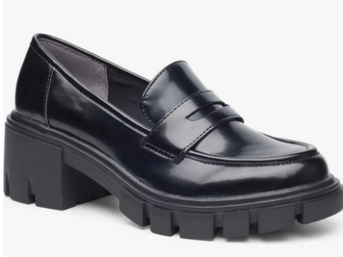 me too patent leather penny platform loafers