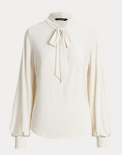 Cream pussy bow blouse from Ralph Lauren