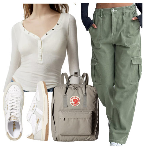 Casual College Outfit with Cargo pants and sneakers