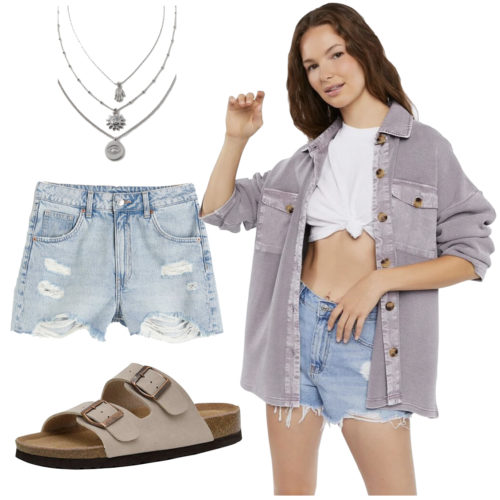 Cute College Outfit with Denim Shorts