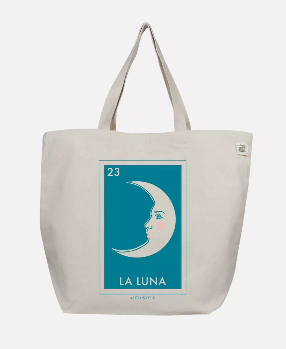 Moon Graphic Print La Luna Tote Bag