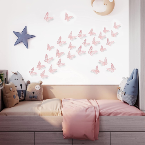 3d butterfly wall stickers in pink