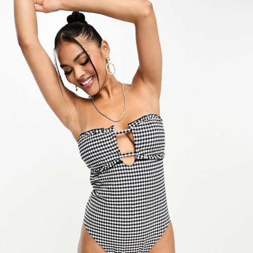 Asos Gingham One Piece Swimsuit