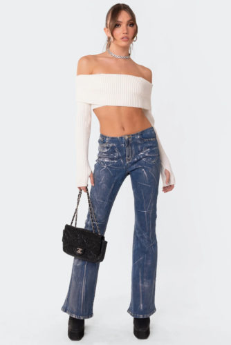 Edited Metallic Low Rise Jeans