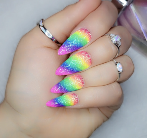 Rainbow sugar nails from Etsy