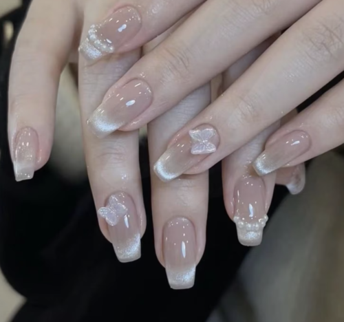 Pearl French tip nails from Etsy