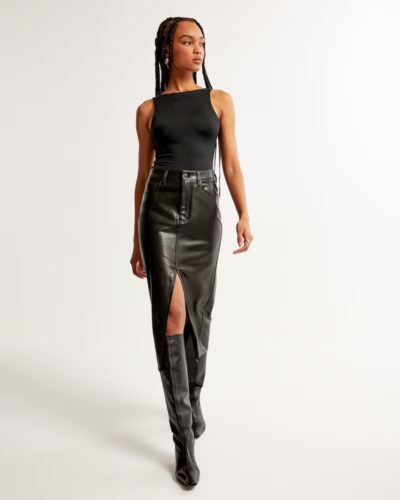 Abercrombie Faux Leather Midi Skirt