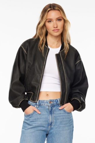 Dynamite Leather Bomber Jacket