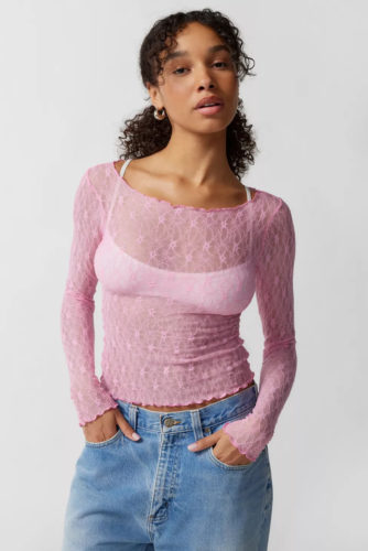 UO Pink Lace Top