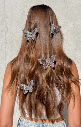 Large iridescent butterfly clips for hair