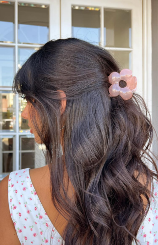 Cute pink floral hair clip