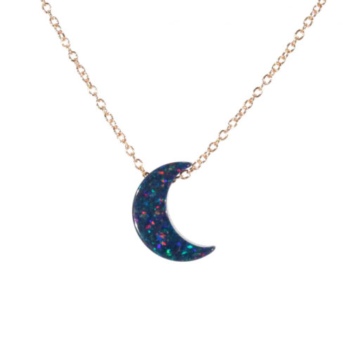 Black Opal Moon Necklace