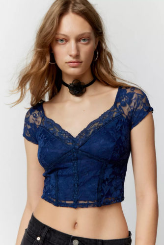 UO Navy Lace Top