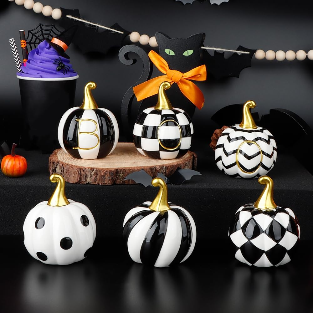 Black and white patterned pumpkins from Amazon