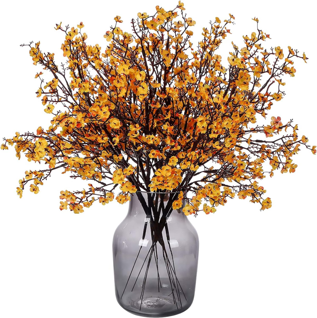 Faux orange flowers for Halloween