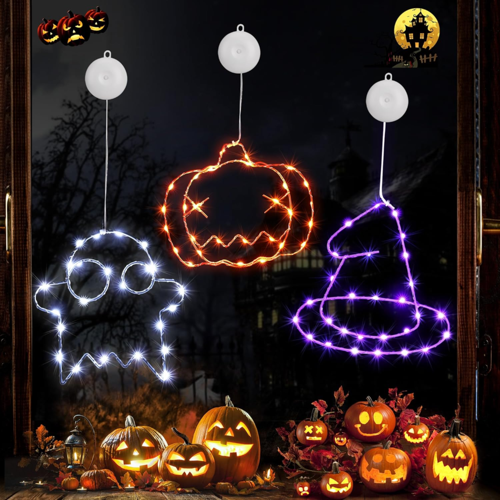 Halloween window lights set of three