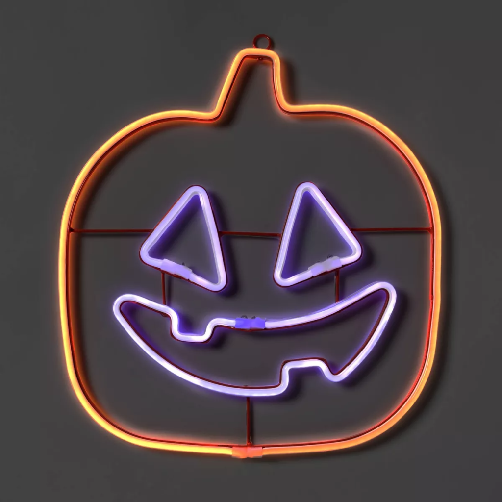 LED neon pumpkin sign