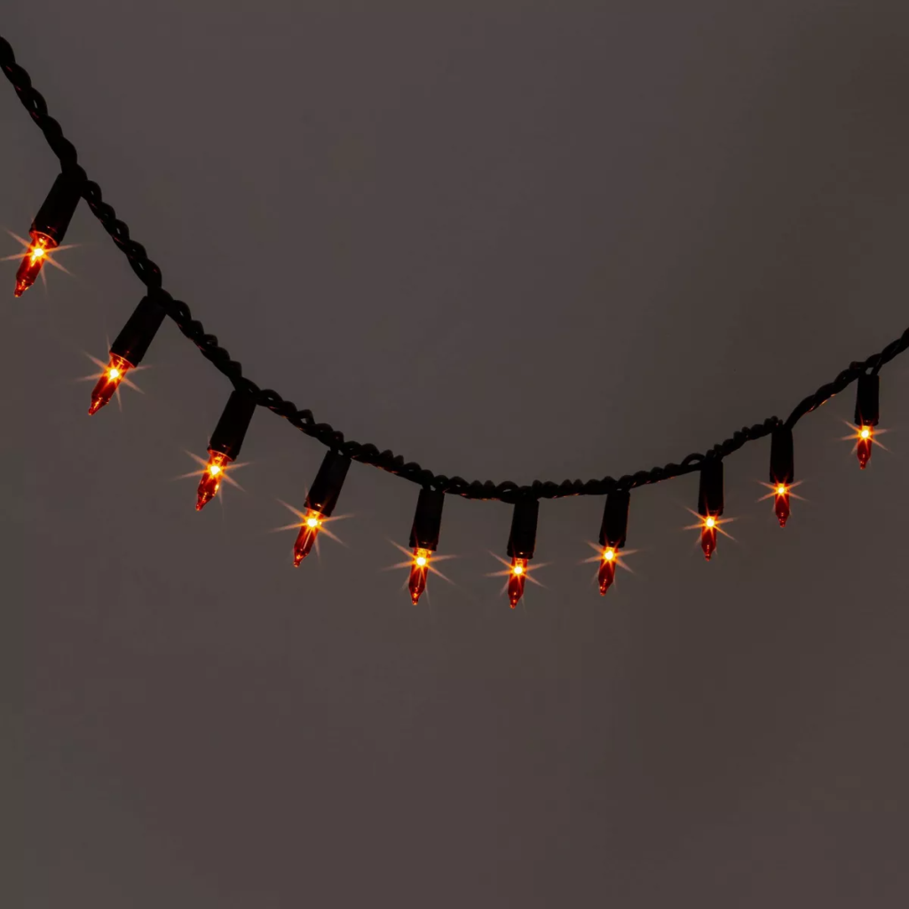 Orange mini string lights for Halloween