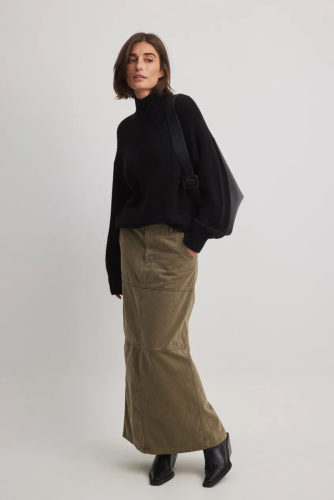 NAKD Denim Maxi Skirt Khaki