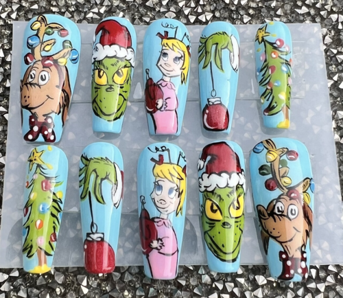 Grinch nails from Etsy