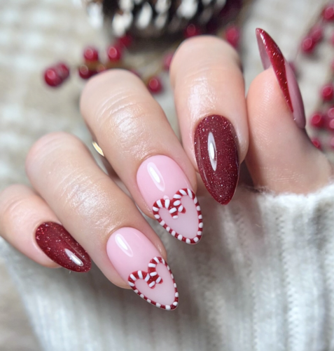Candy cane nails from Etsy
