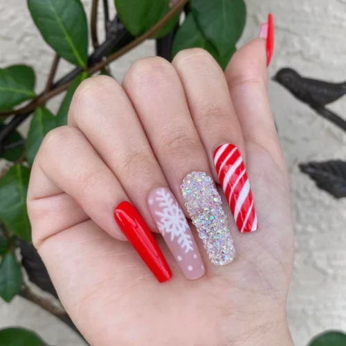 Candy cane bling nails from Etsy