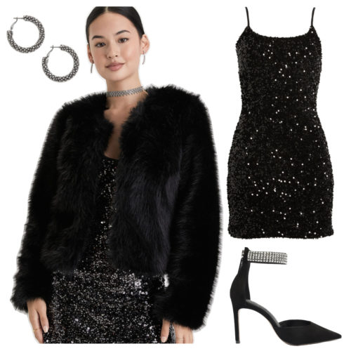 Faux Fur Jacket Dress Outfit