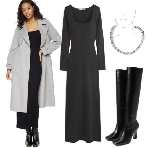 Long Coat with Dress Outfit