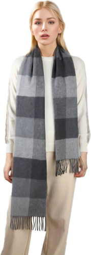 Gray check 100% cashmere scarf from Amazon