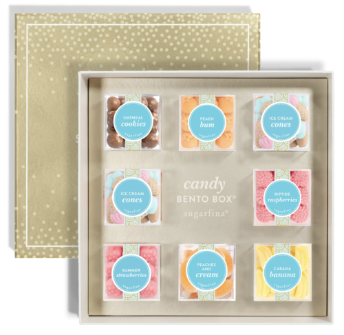 Sugarfina candy bento box with eight different candies