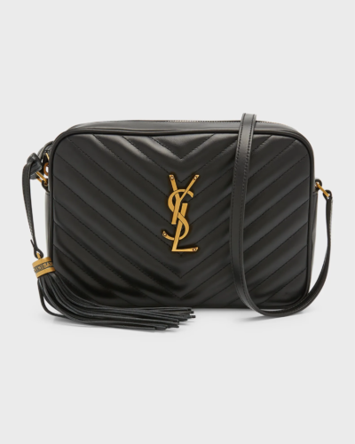 YSL camera crossbody bag in black with gold hardware