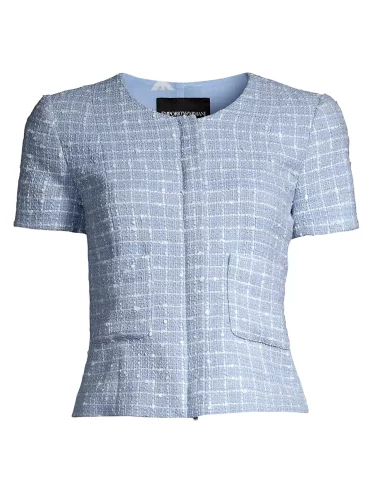 Armani tweed zip-front short-sleeved jacket from Saks Fifth Avenue