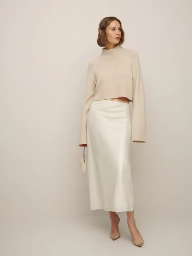 Silk skirt outfit from Reformation