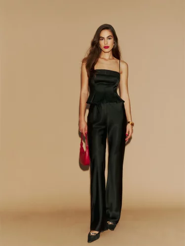 Satin top and pants from Reformation