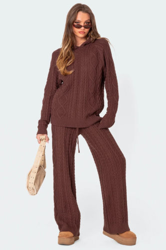 Edikted Brown Cable Knit Set