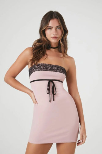 F21 Pink Tube Dress Bow