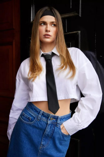 Nasty Gal Cropped Poplin Shirt