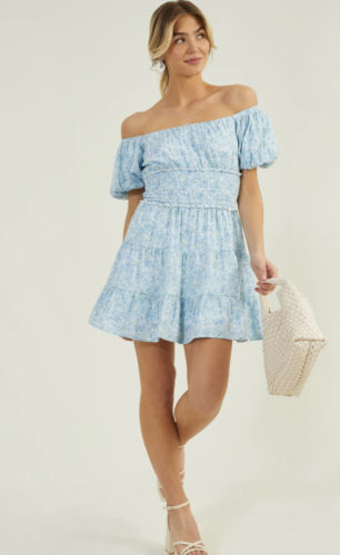 Altard State Blue Floral OTS Dress