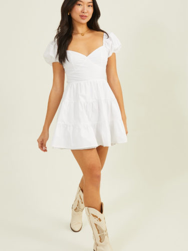 Altard State White Fit Flare Mini Dress