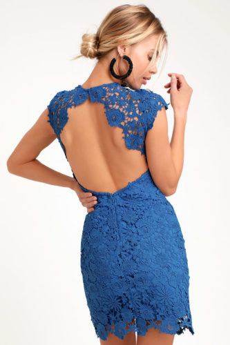 Lulus Blue Backless lace Dress