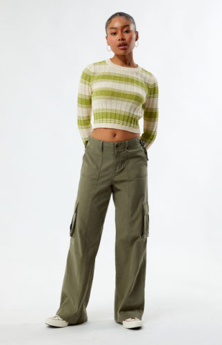 Pacsun Green Cargo Puddle Pants