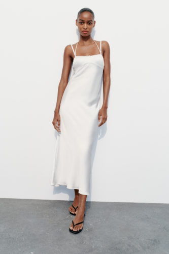 Zara White Slip Midi Dress